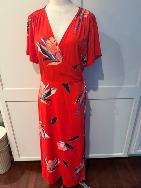 a new day Dresses & Skirts - a new day Red Floral Wrap Maxi Dress